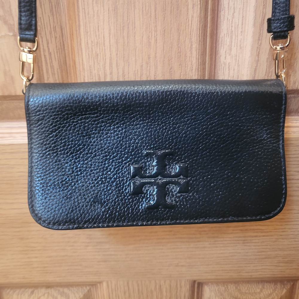 Tory Burch Black Pebbled Leather Crossbody Bag